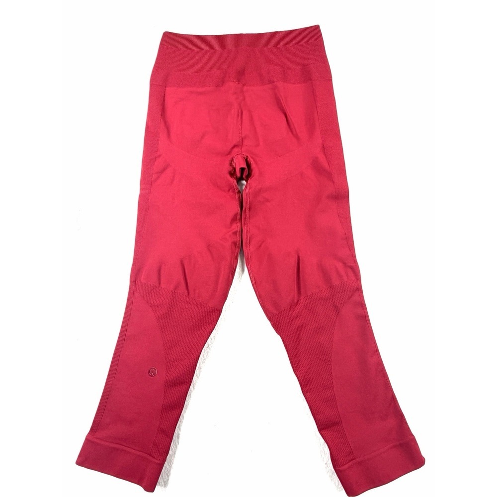 Lululemon Ebb to Street Tight Pink Seamless High Rise Crop Leggings Size 4 - Picture 4 of 9